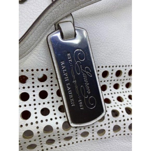 ralph lauren bag shoulder white leather tote - Picture 4 of 11